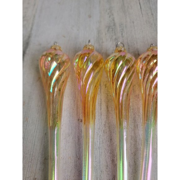 Vintage Golden glass pink twisted ornament Xmas set - Picture 4 of 8